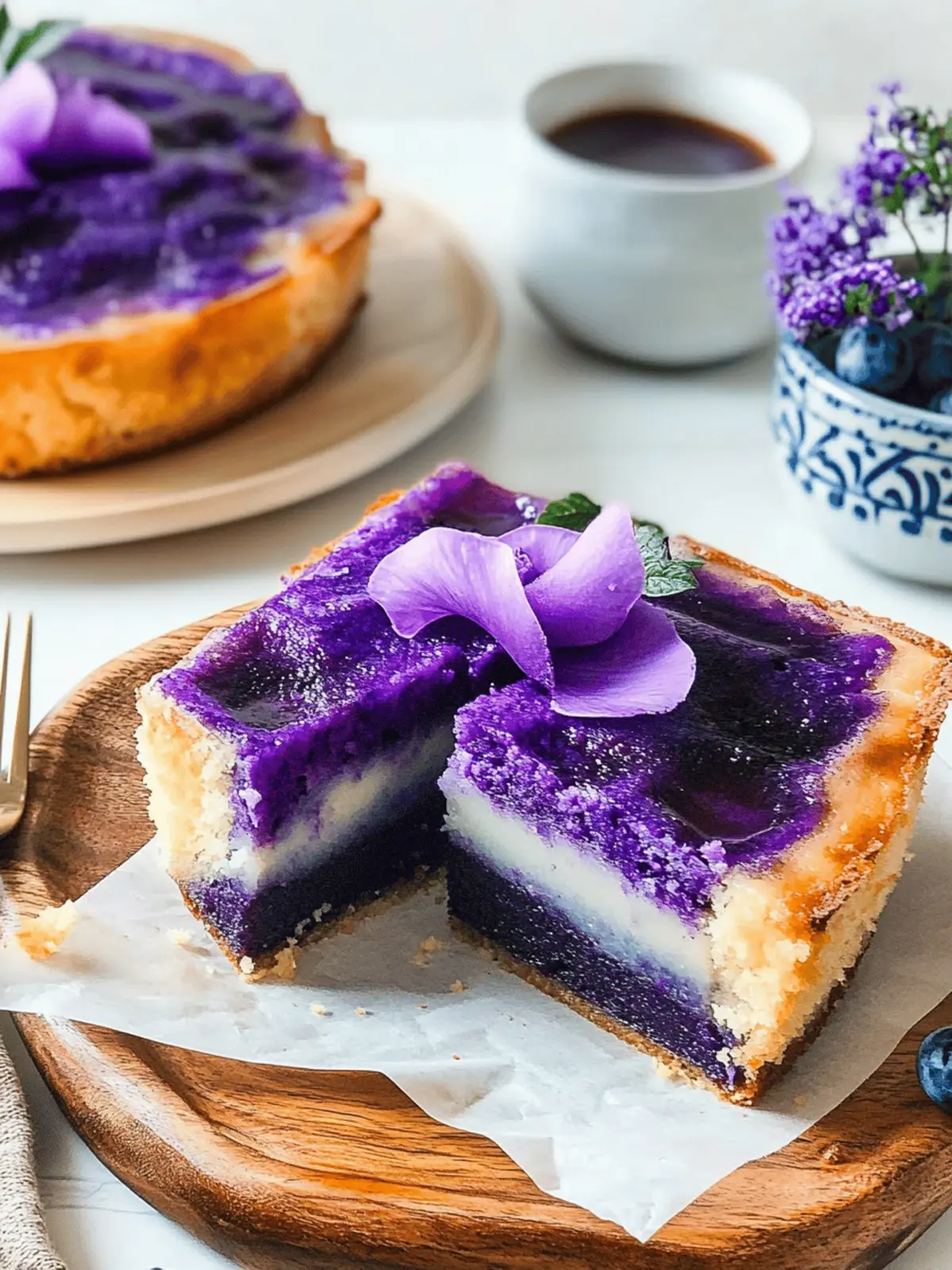 Ube Cassava Cake with Macapuno
