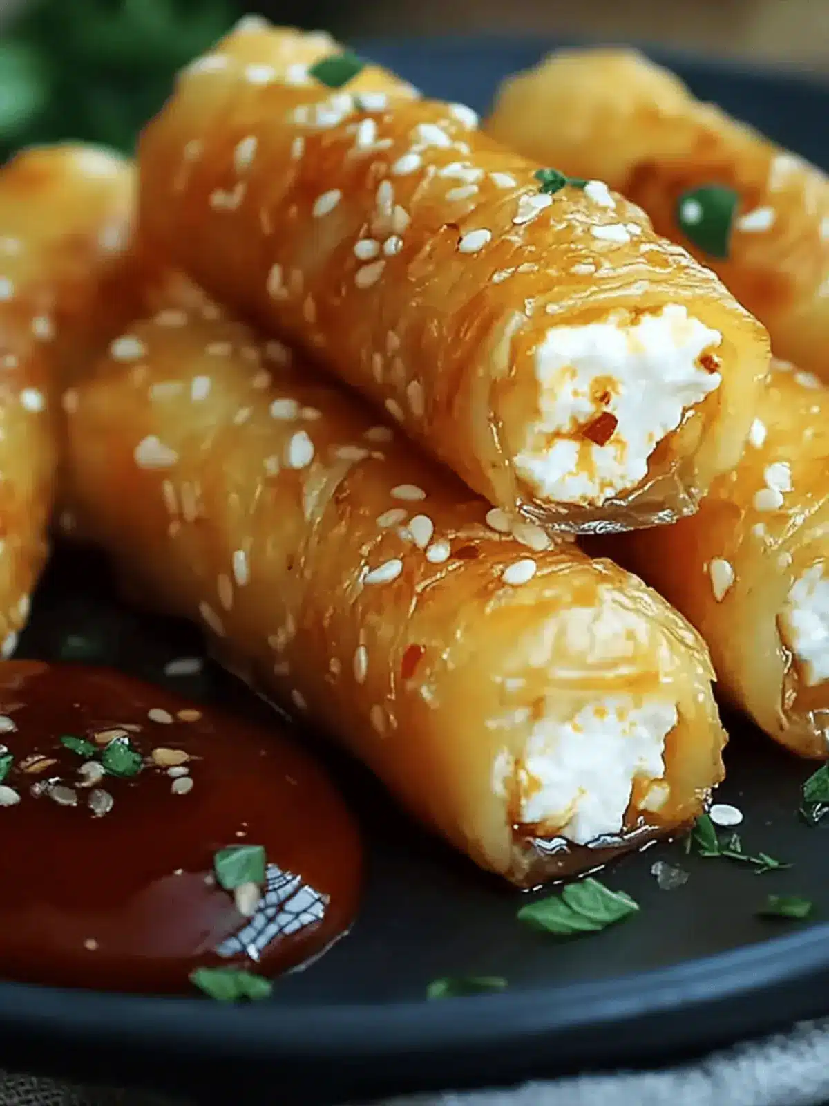 Crispy Oven Fried Feta Rolls with Chili Honey Delight 2 Oven Fried Feta Rolls with Chili Honey