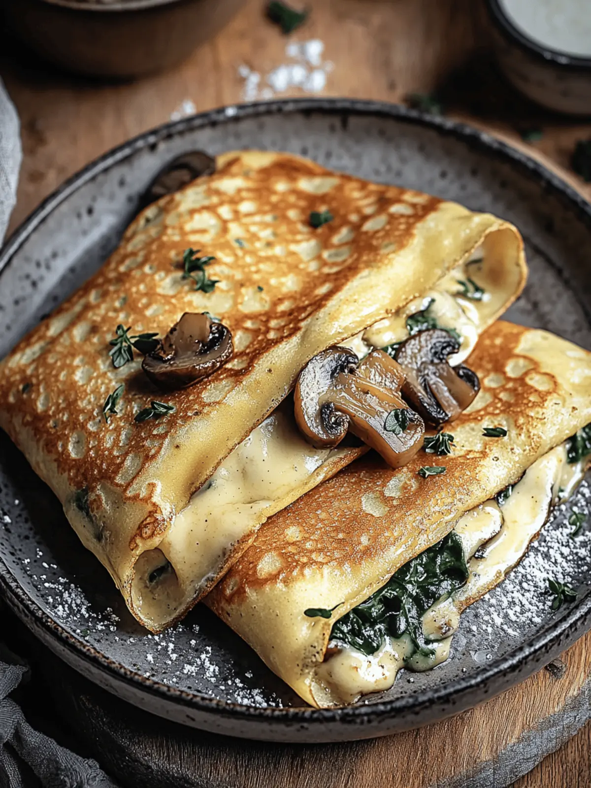Baked Crepes with Mushrooms and Spinach
