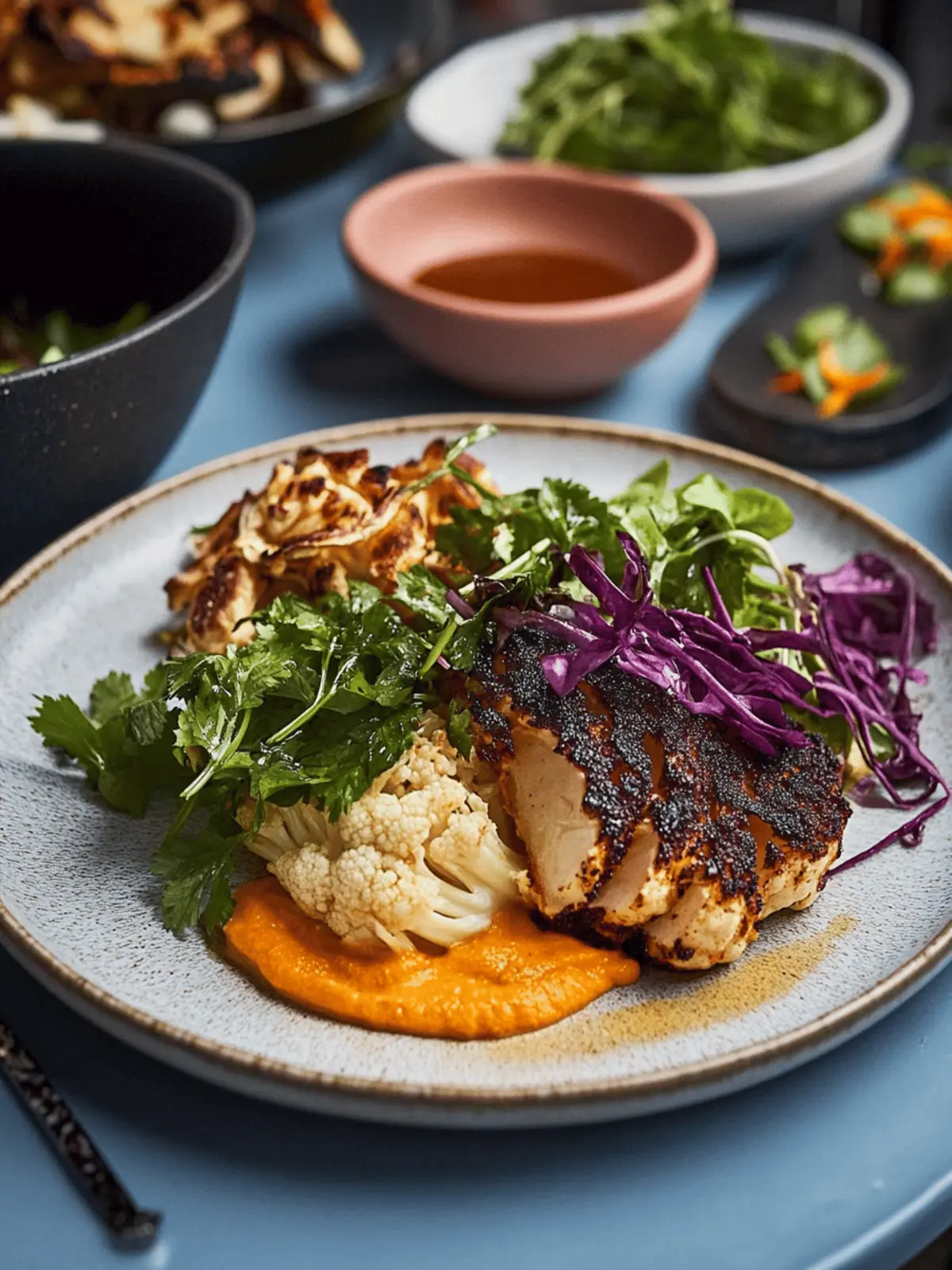 ANCHO CAULIFLOWER, CARROT PUREE, CORIANDER SALAD