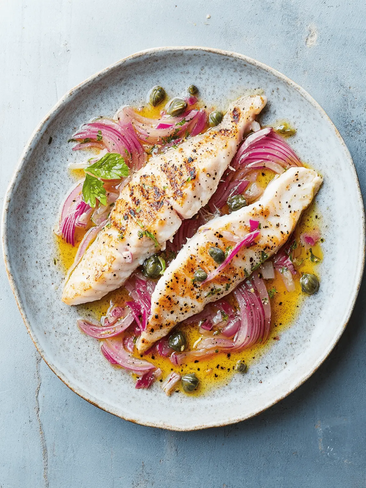 Flavorsome Grilled Fish with Caper and Red Onion Dressing 4 Grilled Fish with Caper and Red Onion Dressing