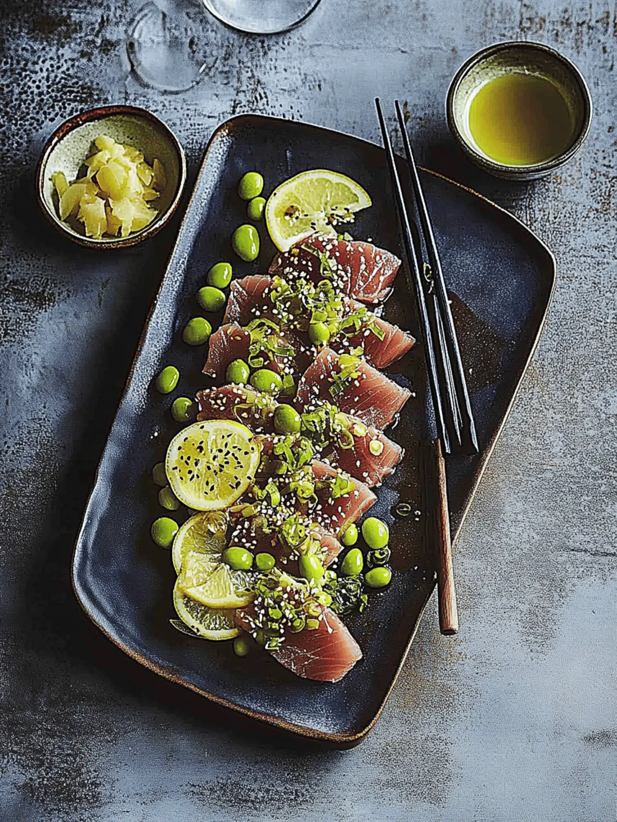 Savor Sesame Tuna Tataki with Wasabi and Edamame Delight 3 Sesame tuna tataki with wasabi and edamame