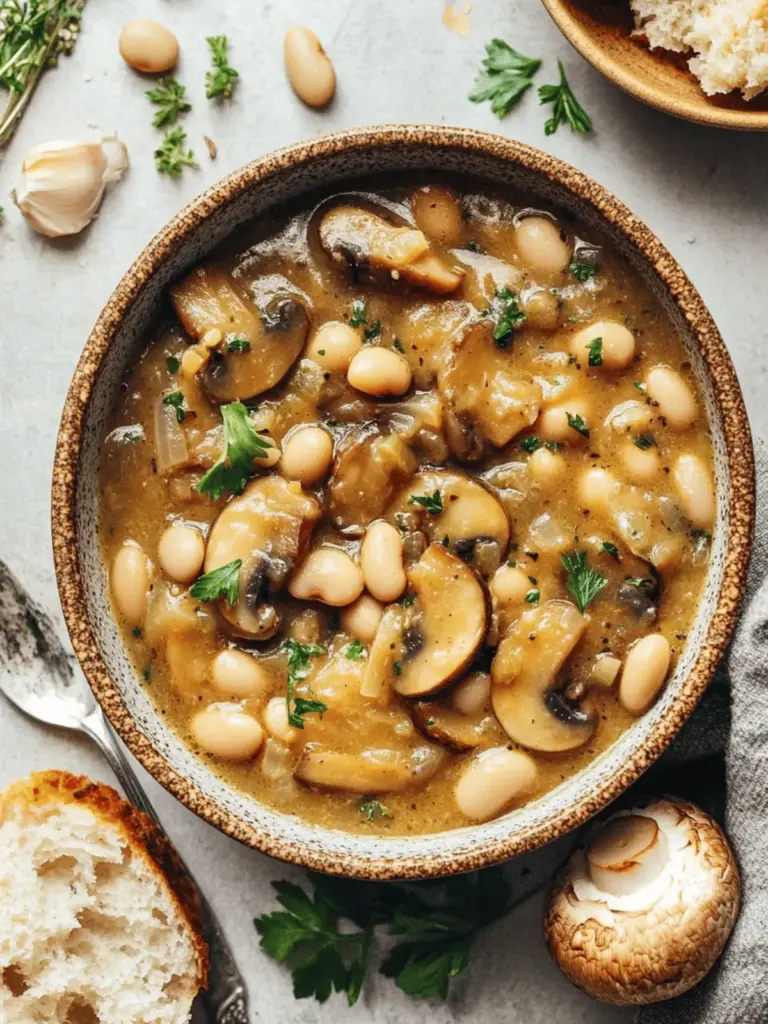 Cozy White Bean Mushroom Stew (Vegan)