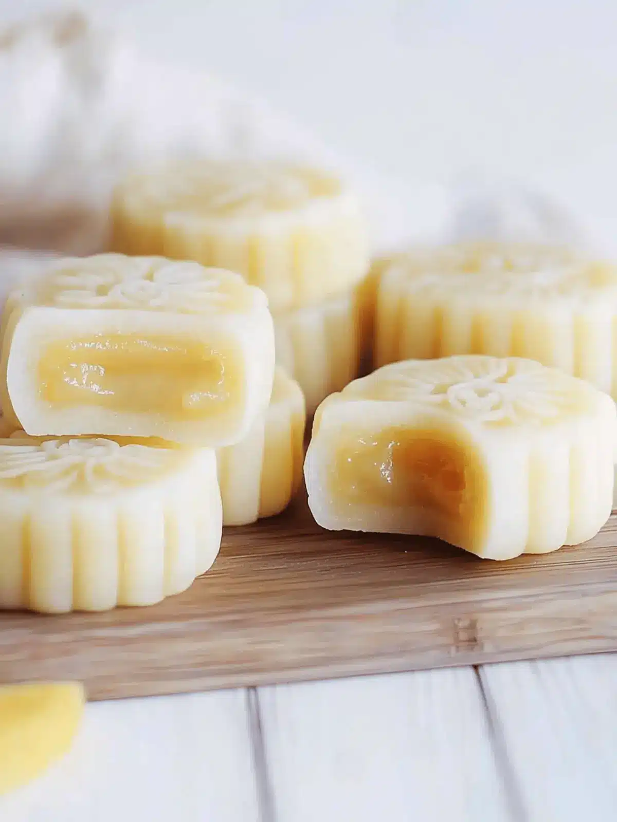 Lemon Snow Skin Mooncakes with Lemon Curd Lava Filling