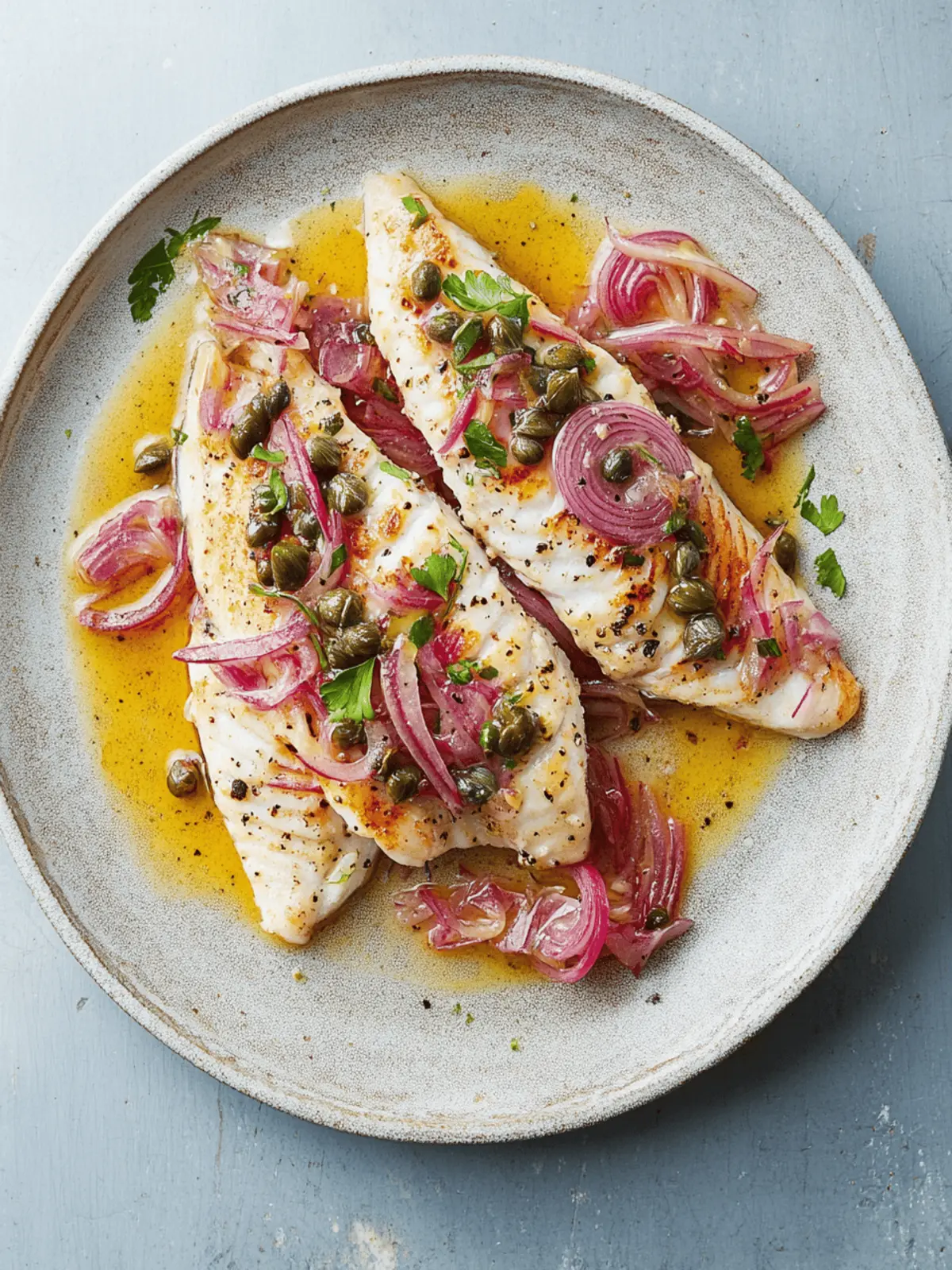 Grilled Fish with Caper and Red Onion Dressing
