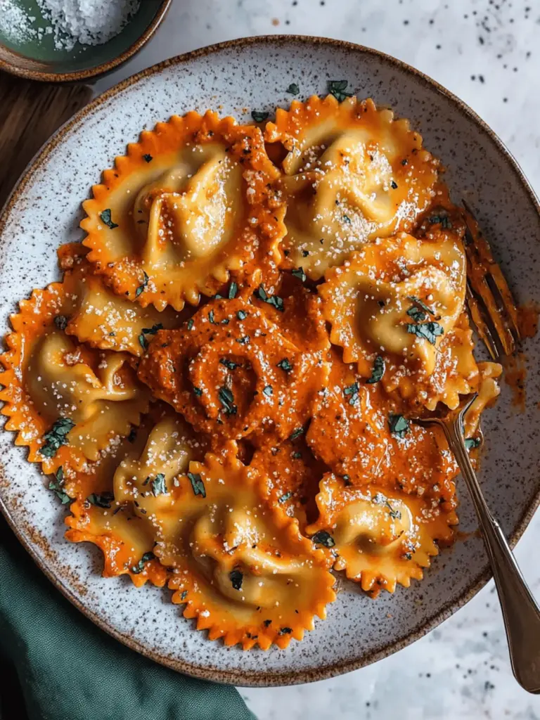 Raviolis With Creamy Harissa Sauce