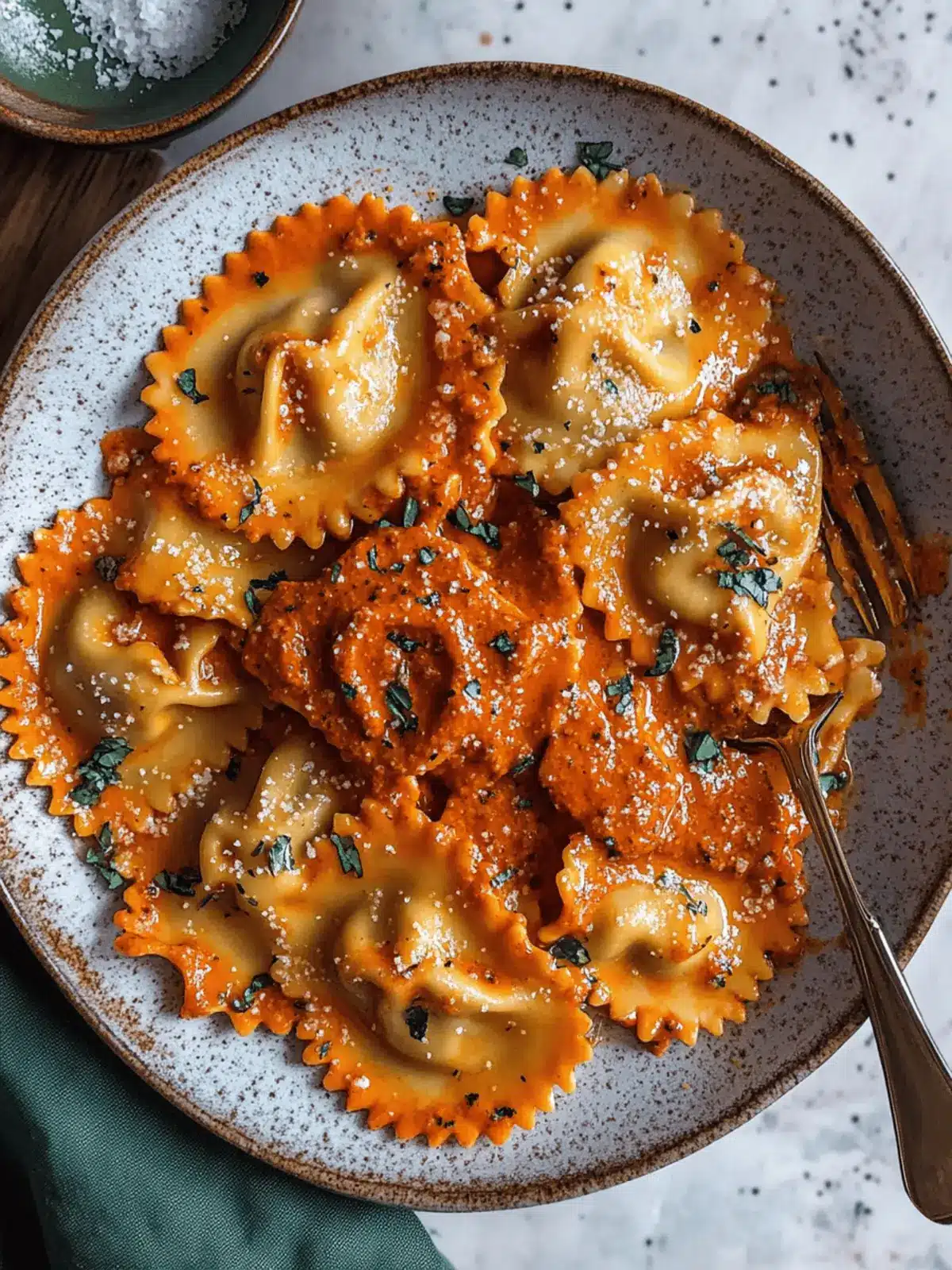 Raviolis With Creamy Harissa Sauce
