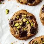 Vegan Dark Chocolate Chunk Pistachio Cookies