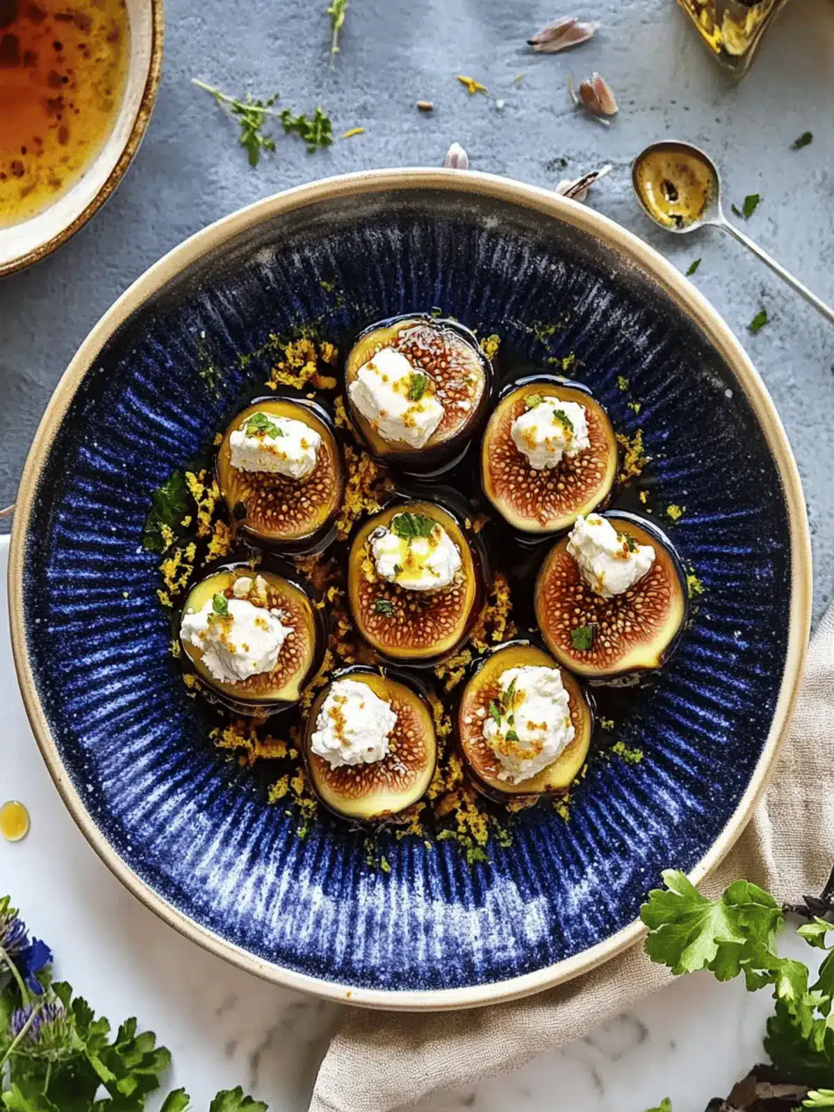 Feta-Stuffed Figs With Saffron Syrup