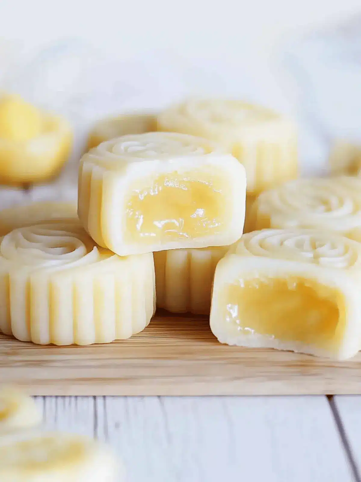 Lemon Snow Skin Mooncakes with Lemon Curd Lava Filling