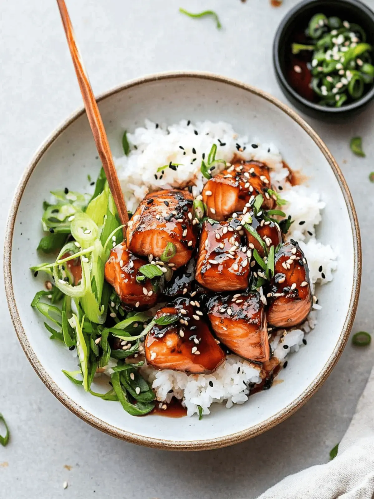 Soy-Glazed Seared Salmon Rice Bowls with Namasu