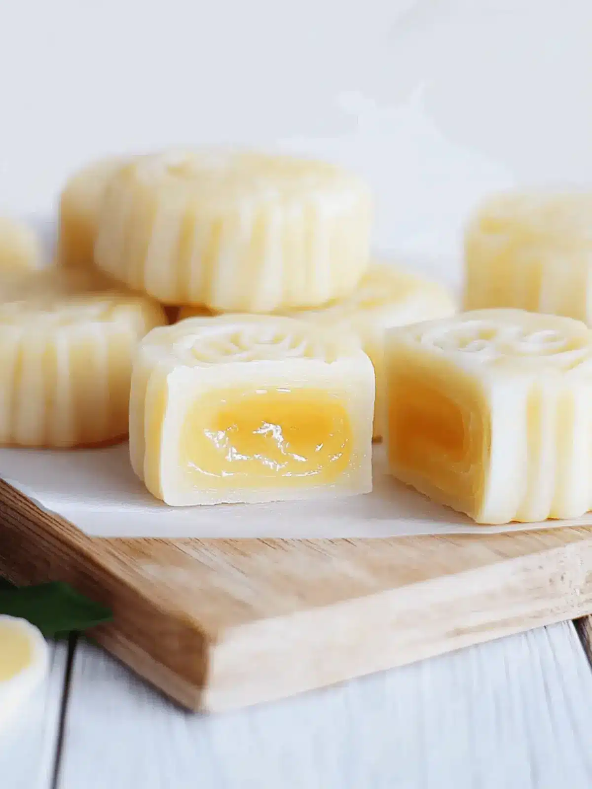 Lemon Snow Skin Mooncakes with Lemon Curd Lava Filling