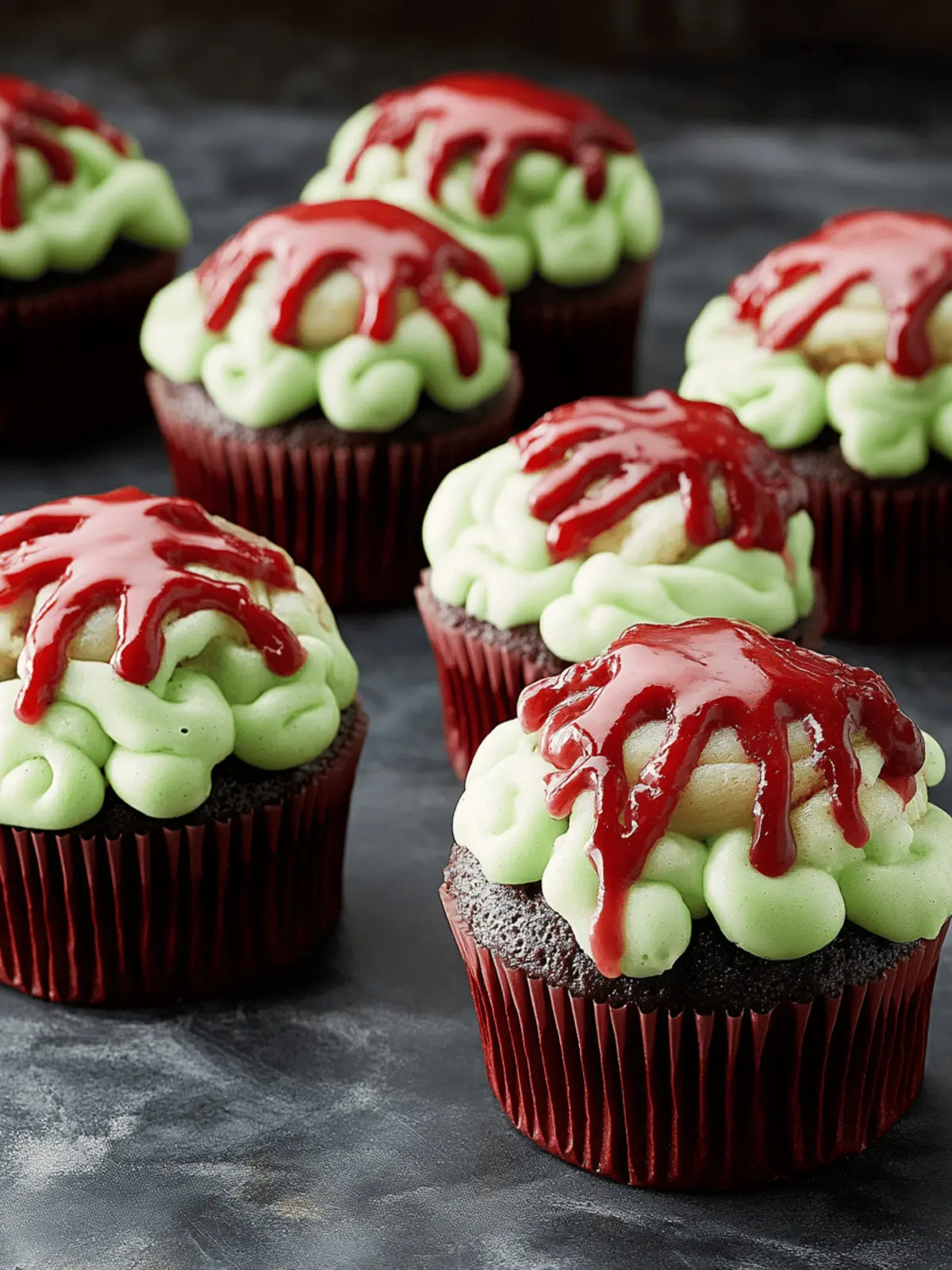 Zombie Brain Cupcakes that Will Thrill Your Halloween Party 2 Zombie Brain Cupcakes