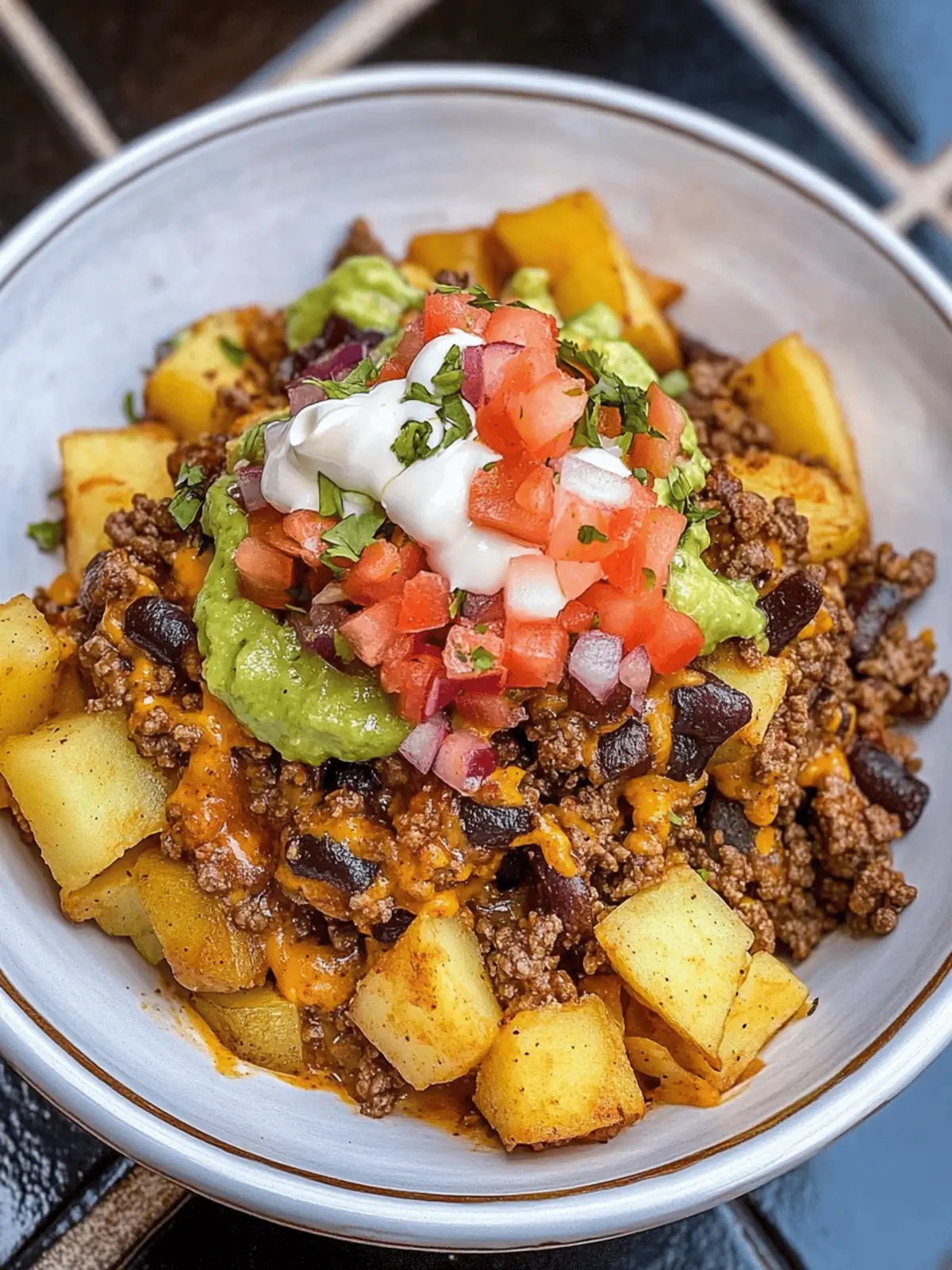 Ground Beef and Potato Taco Bowl