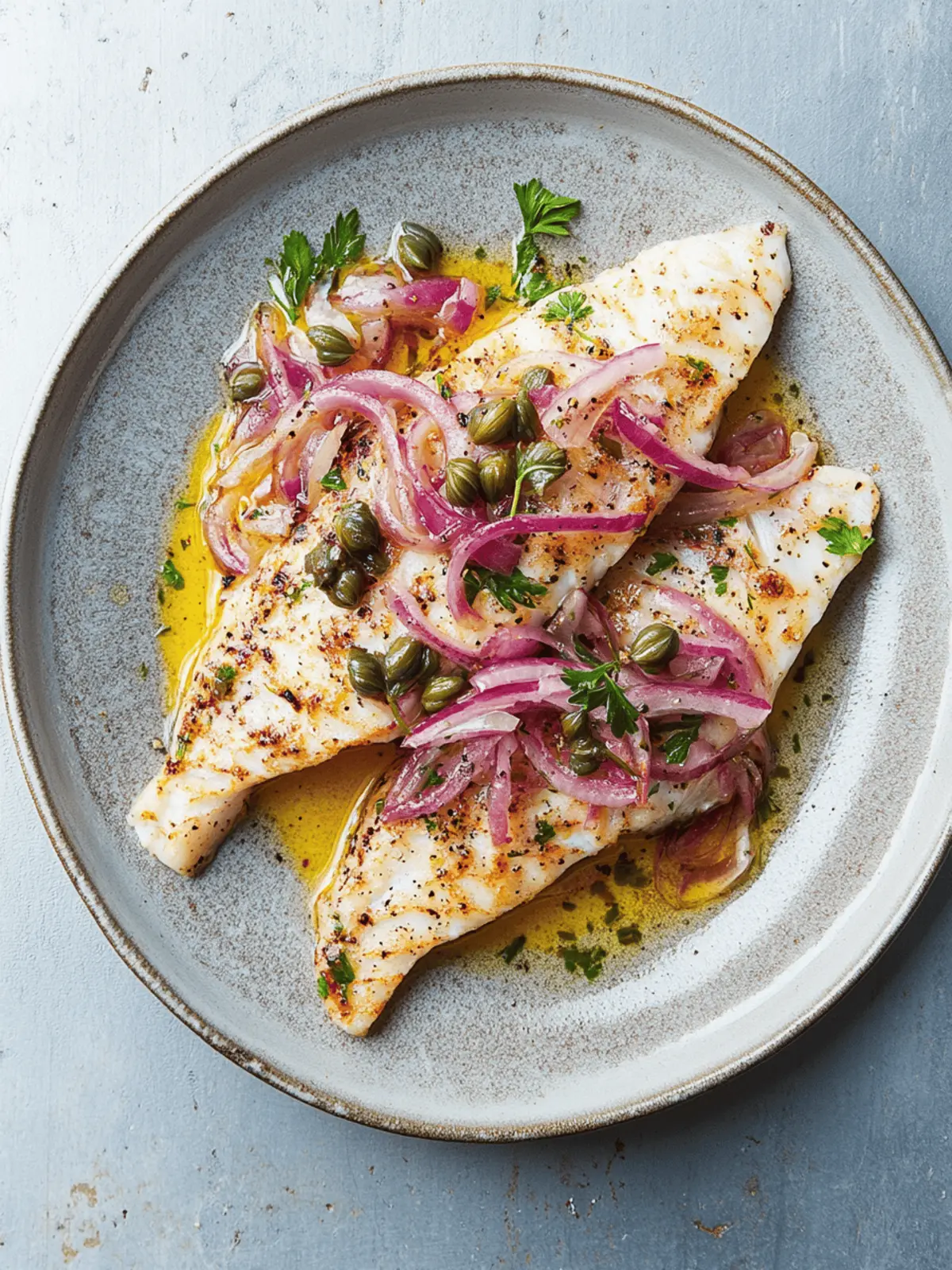 Flavorsome Grilled Fish with Caper and Red Onion Dressing 3 Grilled Fish with Caper and Red Onion Dressing