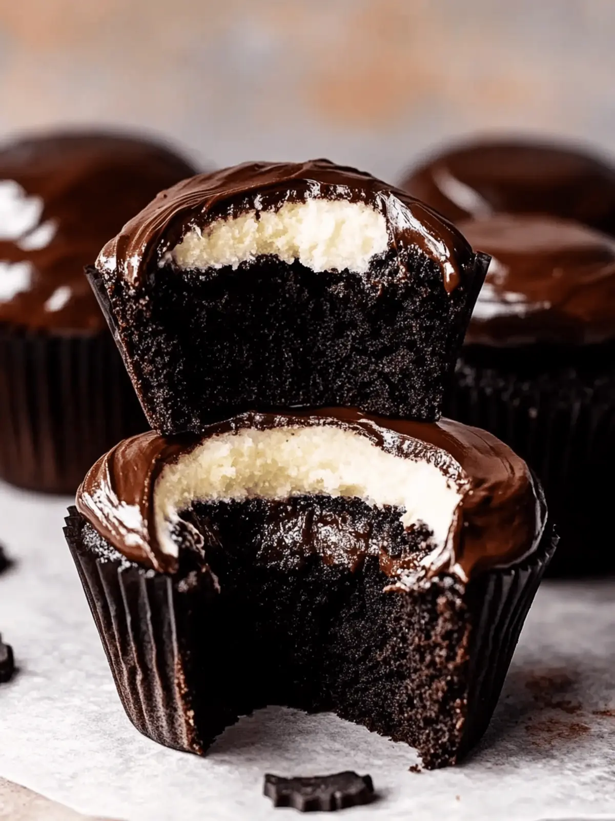 Sinfully Delicious Cream Filled Chocolate Cupcakes with Ganache 2 Cream Filled Chocolate Cupcakes with Ganache