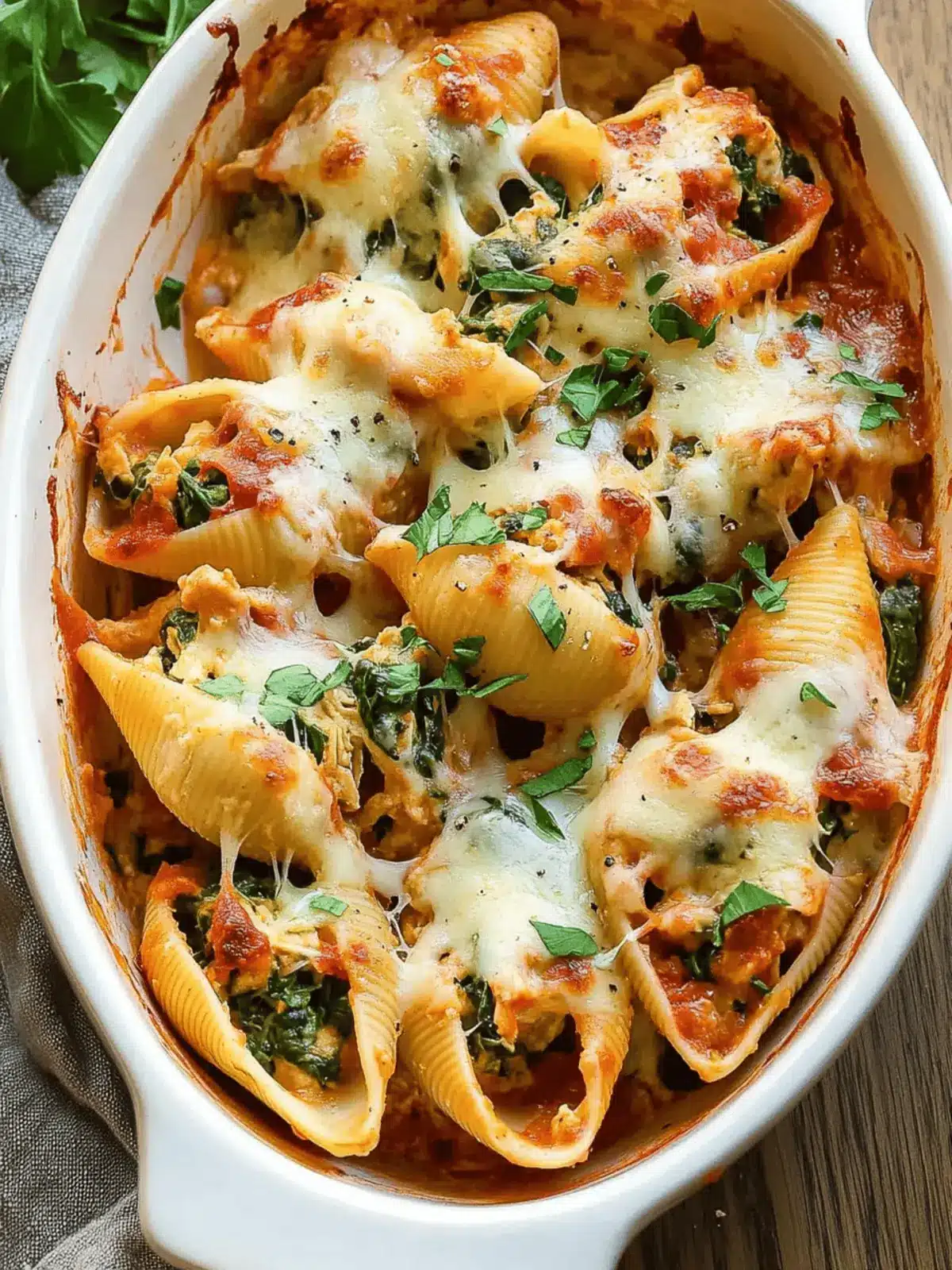 Chicken Spinach Artichoke Stuffed Shells
