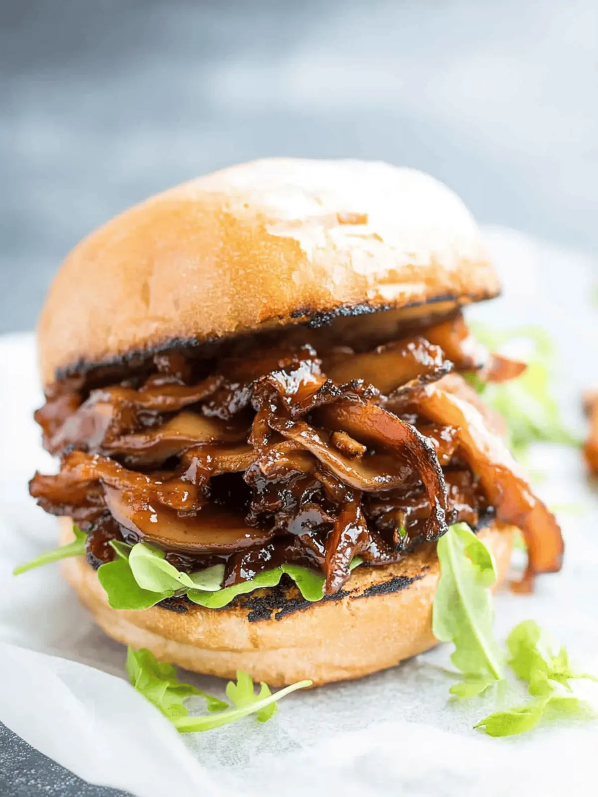 Pulled Shiitake Mushroom BBQ Sandwich