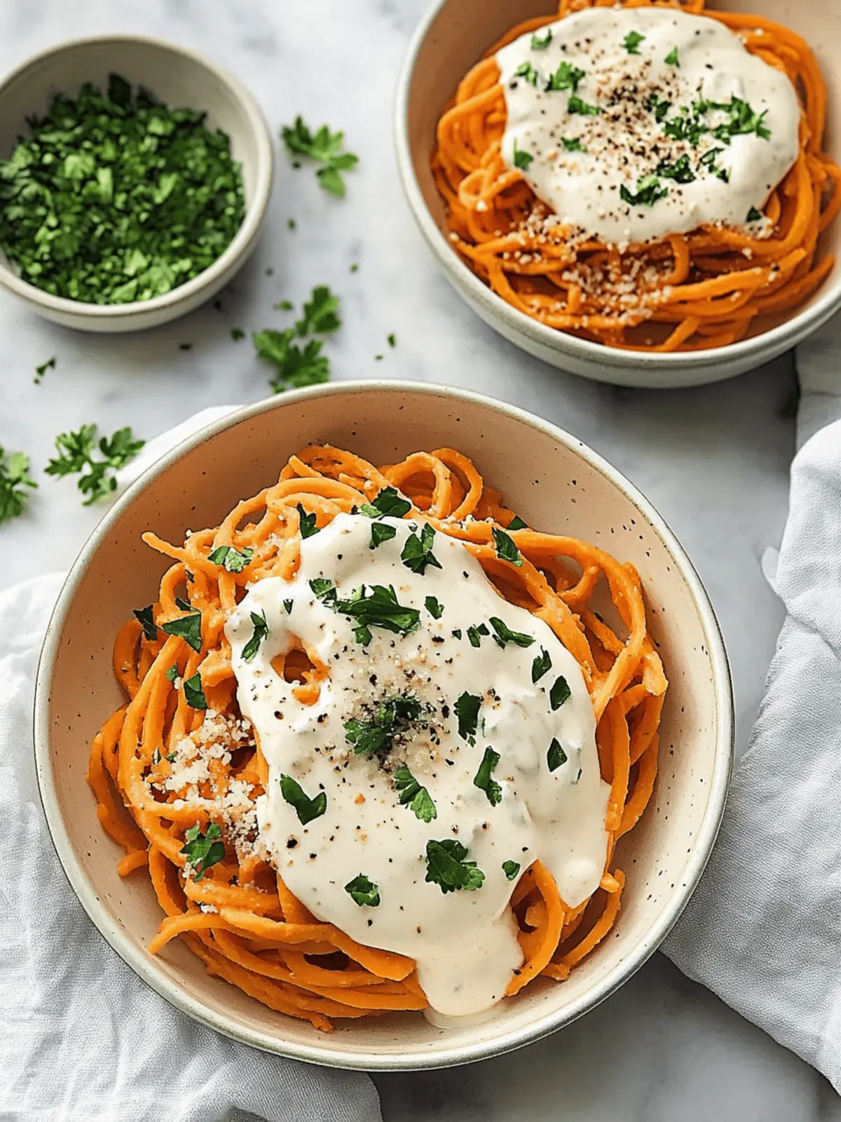 Decadent Sweet Potato Noodles with Vegan Alfredo Sauce Bliss 4 Sweet Potato Noodles with Vegan Alfredo Sauce