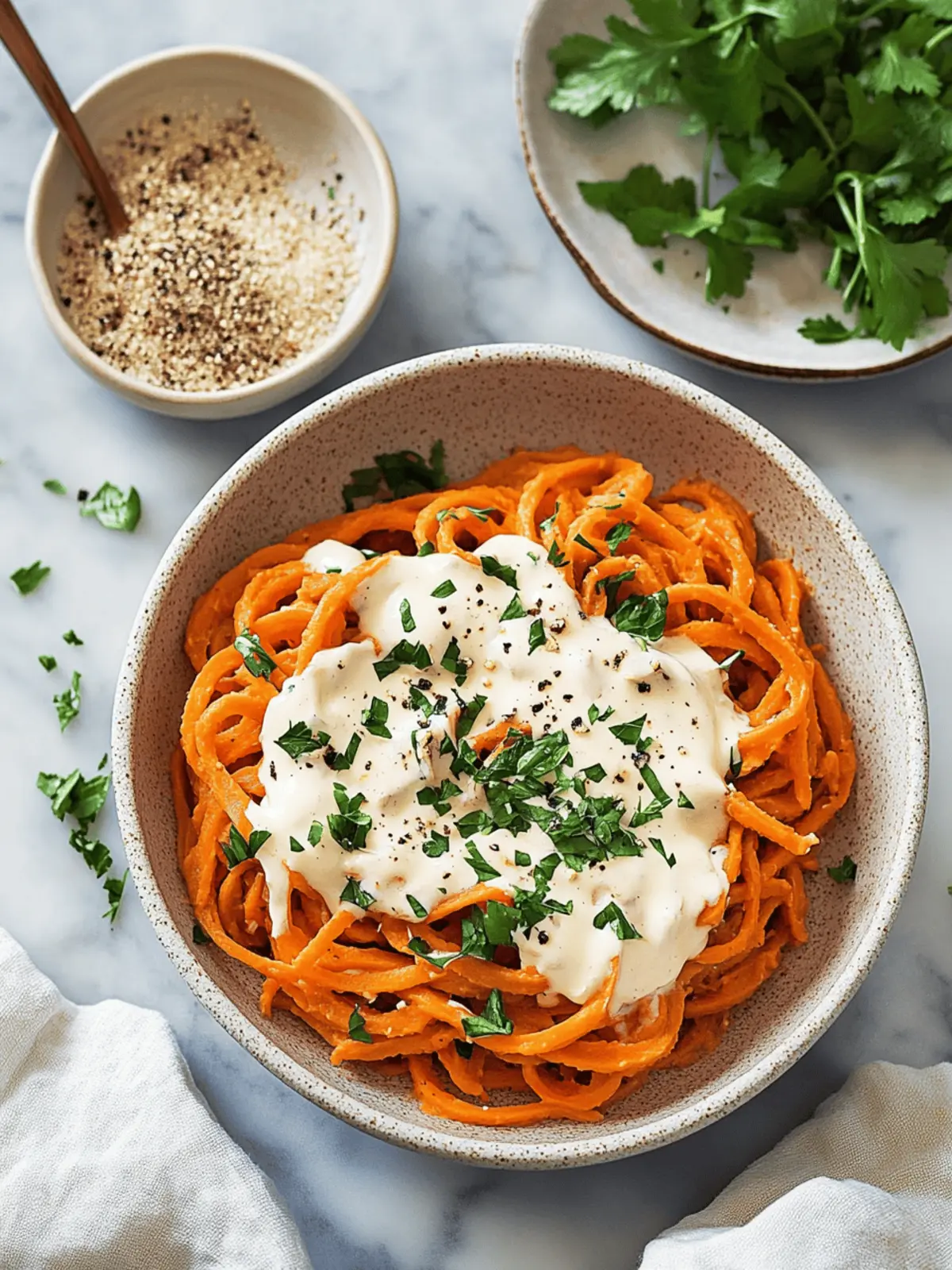 Decadent Sweet Potato Noodles with Vegan Alfredo Sauce Bliss 2 Sweet Potato Noodles with Vegan Alfredo Sauce