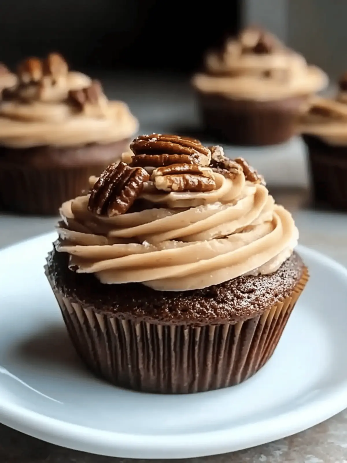 Indulge in Chocolate Bourbon Pecan Pie Cupcakes with Butter Frosting 4 Chocolate Bourbon Pecan Pie Cupcakes with Butter Pecan Frosting