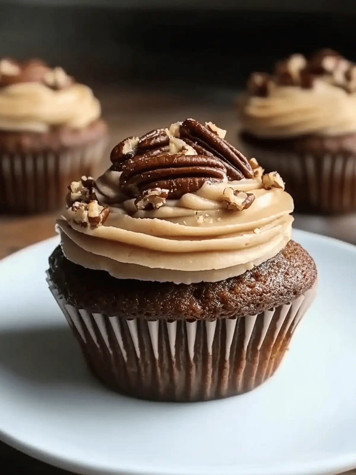 Indulge in Chocolate Bourbon Pecan Pie Cupcakes with Butter Frosting 2 Chocolate Bourbon Pecan Pie Cupcakes with Butter Pecan Frosting