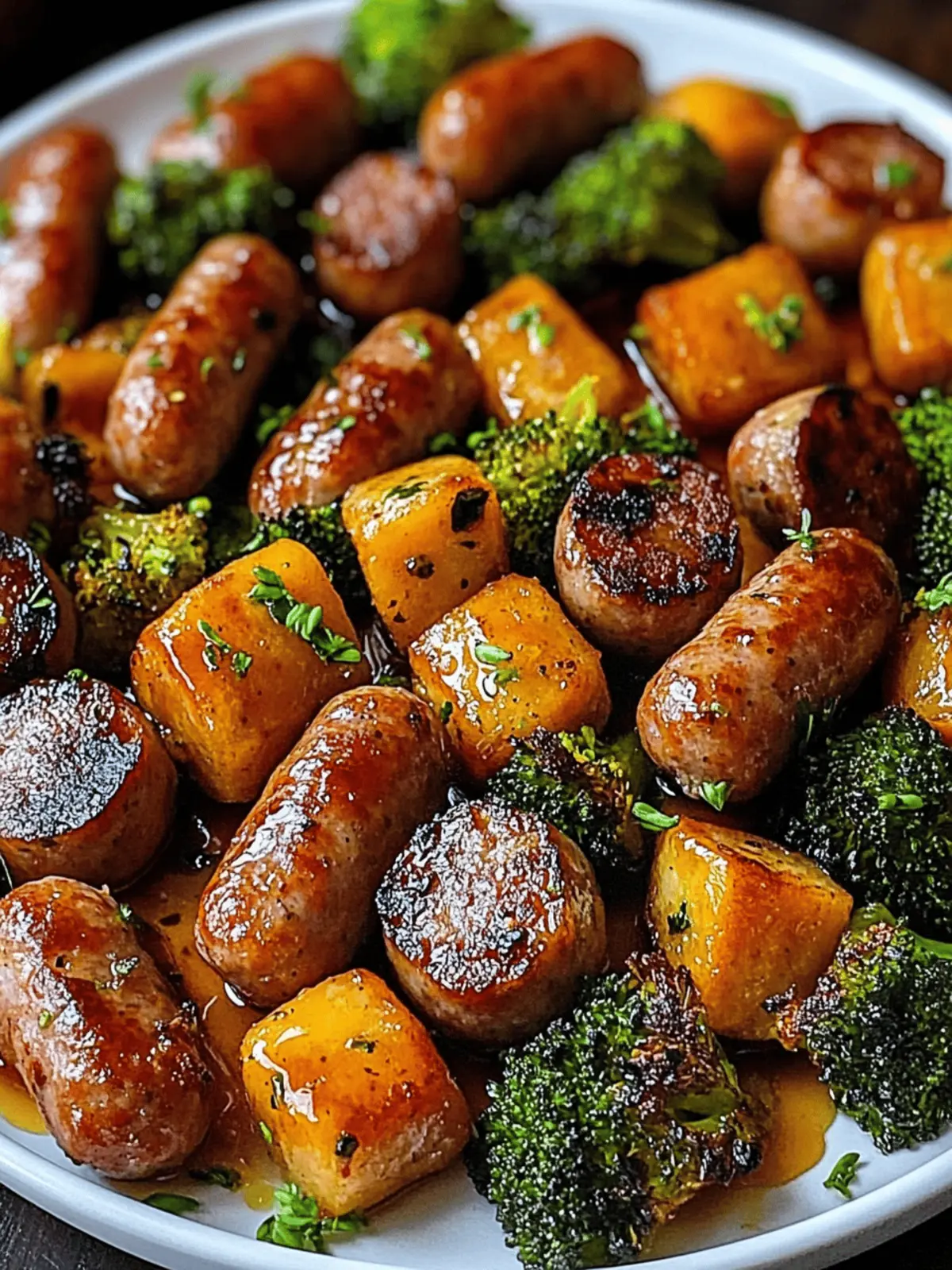 Savory Honey Garlic Sheet Pan Sausage with Sweet Potatoes 2 Honey Garlic Sheet Pan Sausage