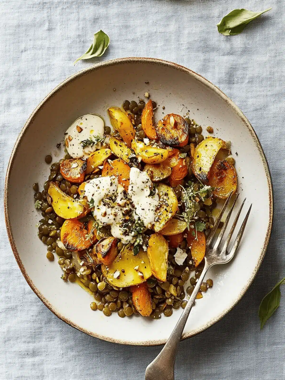 Savor Fall with Roasted Vegetable and Lentil Salad Delight 5 Fall Roasted Vegetable and Lentil Salad with Pine Nut Cream