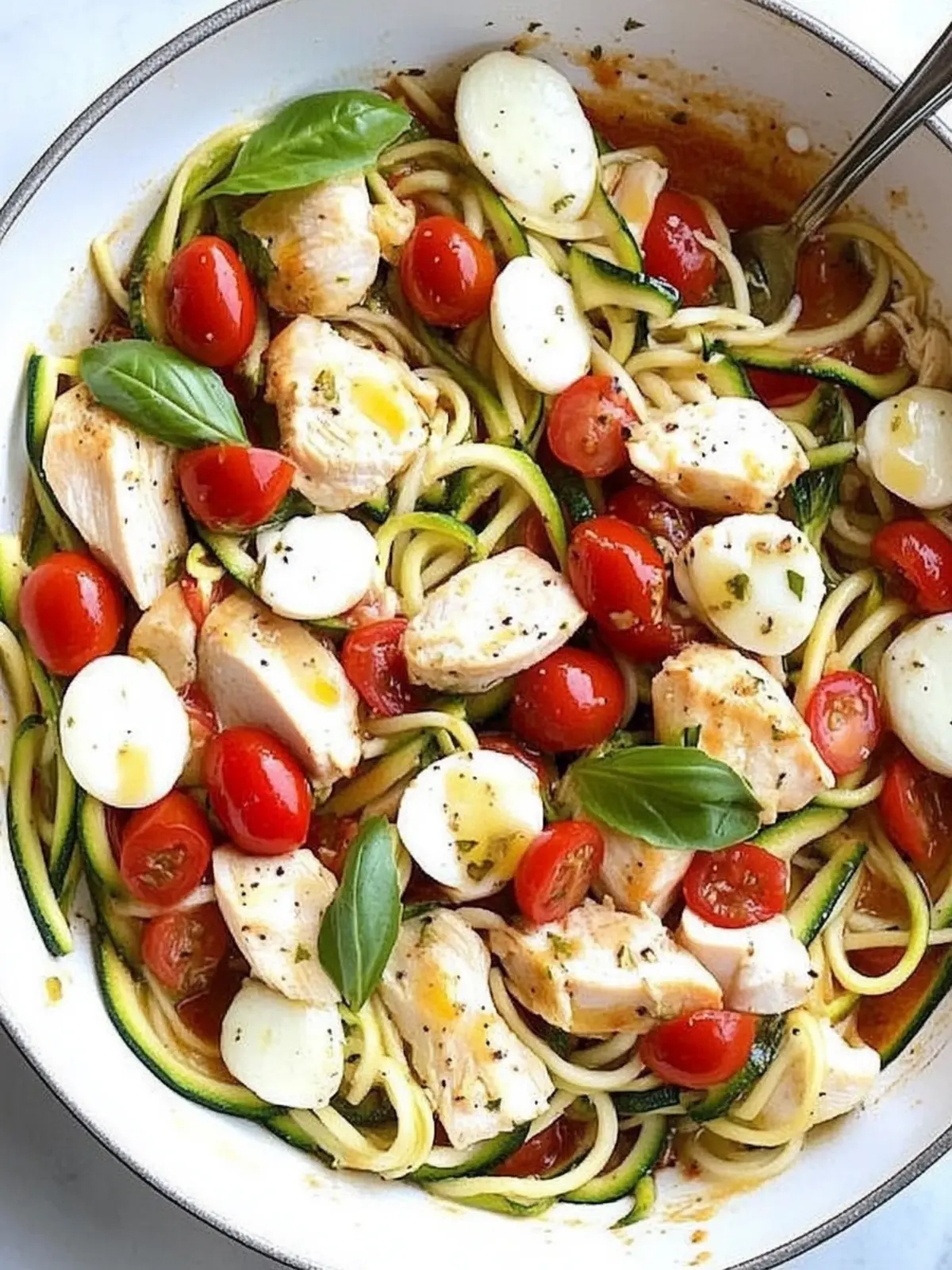 Savory Chicken and Zucchini Noodle Caprese for Dinner! 5 Chicken and Zucchini Noodle Caprese