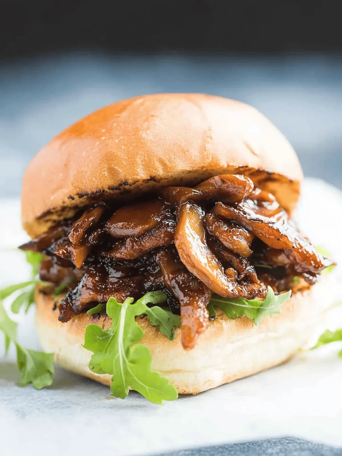 Pulled Shiitake Mushroom BBQ Sandwich
