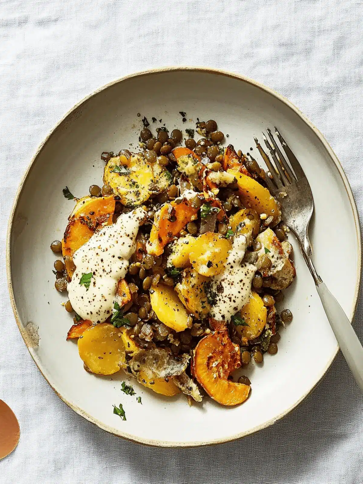 Savor Fall with Roasted Vegetable and Lentil Salad Delight 3 Fall Roasted Vegetable and Lentil Salad with Pine Nut Cream