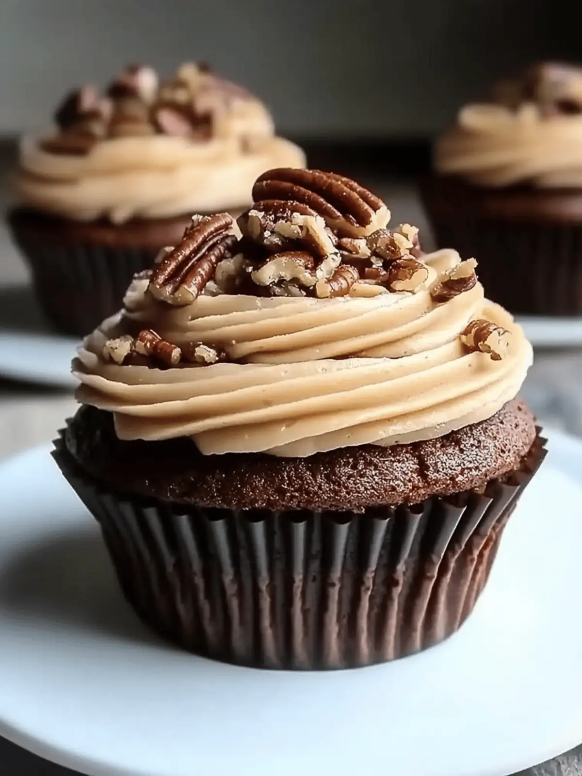 Indulge in Chocolate Bourbon Pecan Pie Cupcakes with Butter Frosting 3 Chocolate Bourbon Pecan Pie Cupcakes with Butter Pecan Frosting