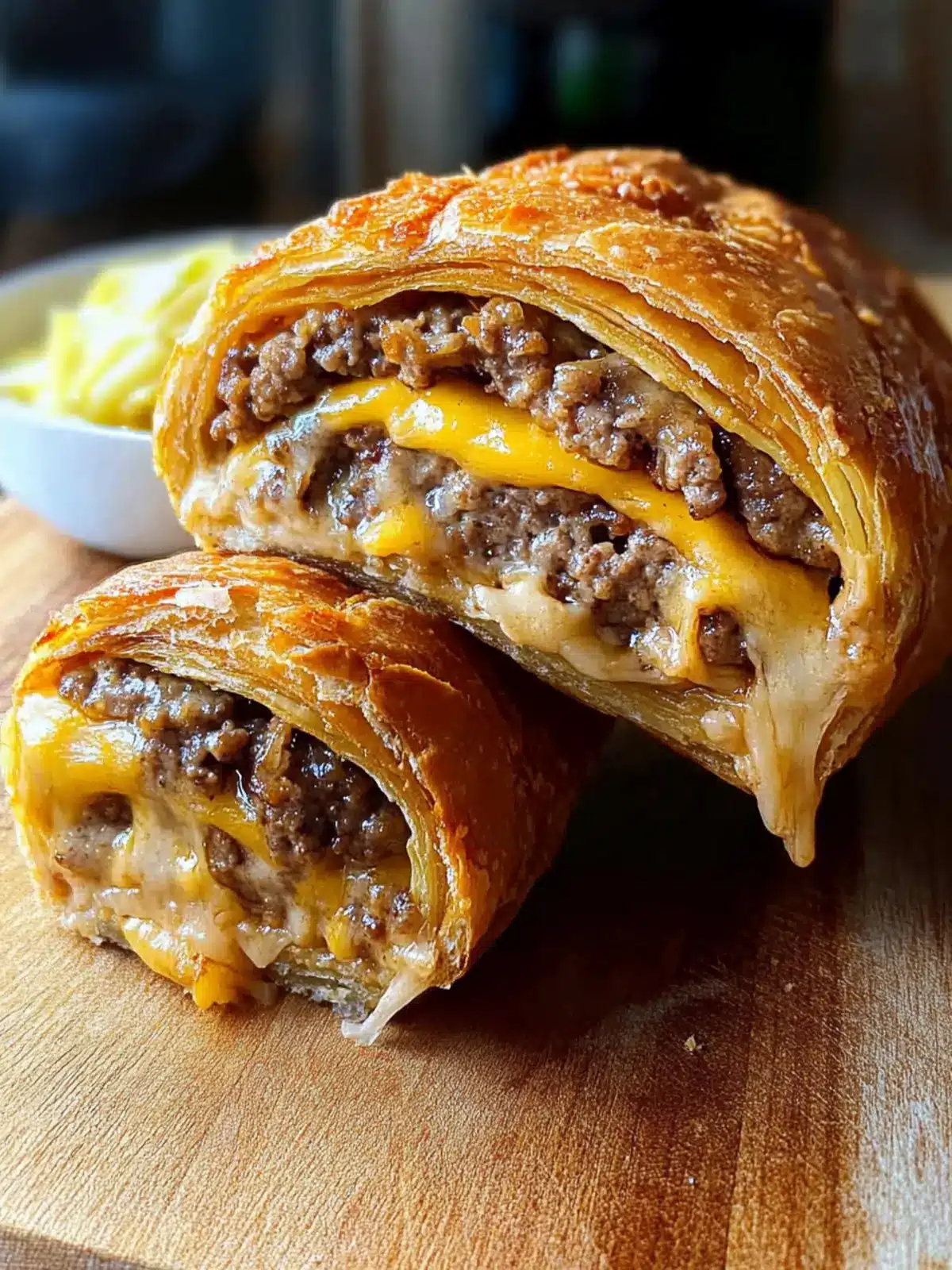 Viral Cheeseburger Onion Ring Roll