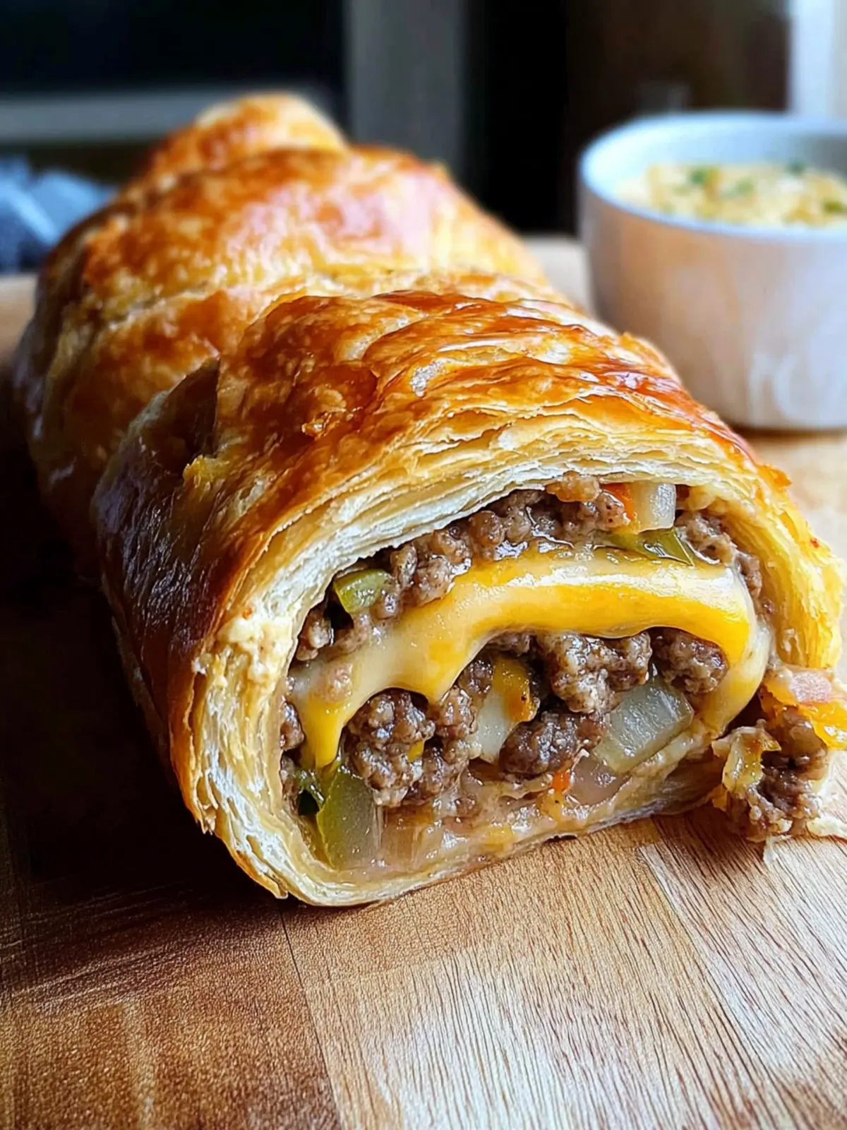 Viral Cheeseburger Onion Ring Roll