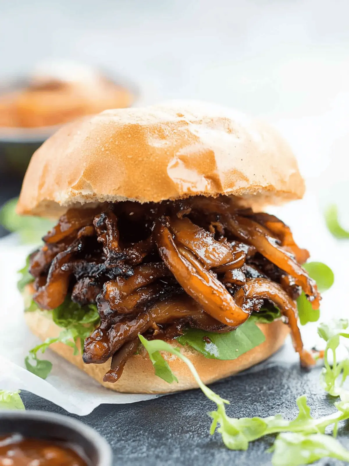 Pulled Shiitake Mushroom BBQ Sandwich