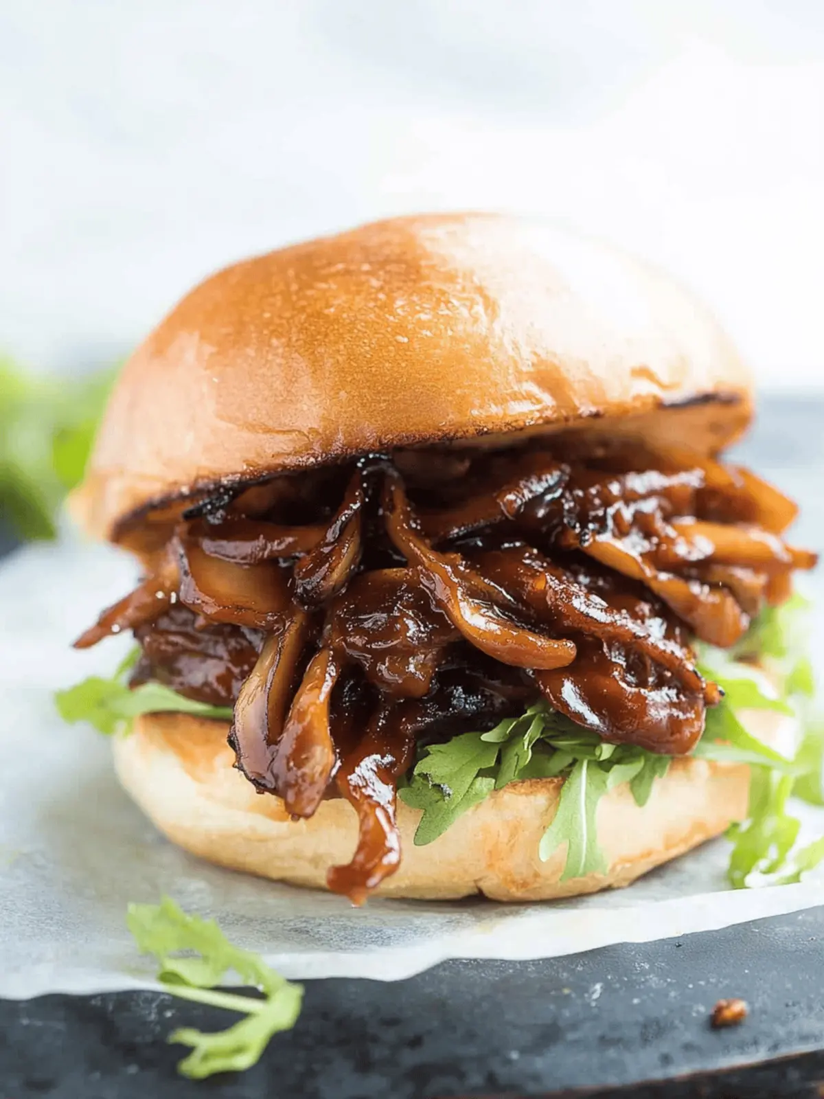 Pulled Shiitake Mushroom BBQ Sandwich