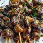 Balsamic Garlic Grilled Mushroom Skewers