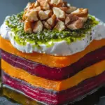 Sweet Potato & Beet Stacks with Pesto, Burrata & Walnuts Bliss 9 Sweet Potato & Beet Stacks with Pesto, Burrata & Walnuts