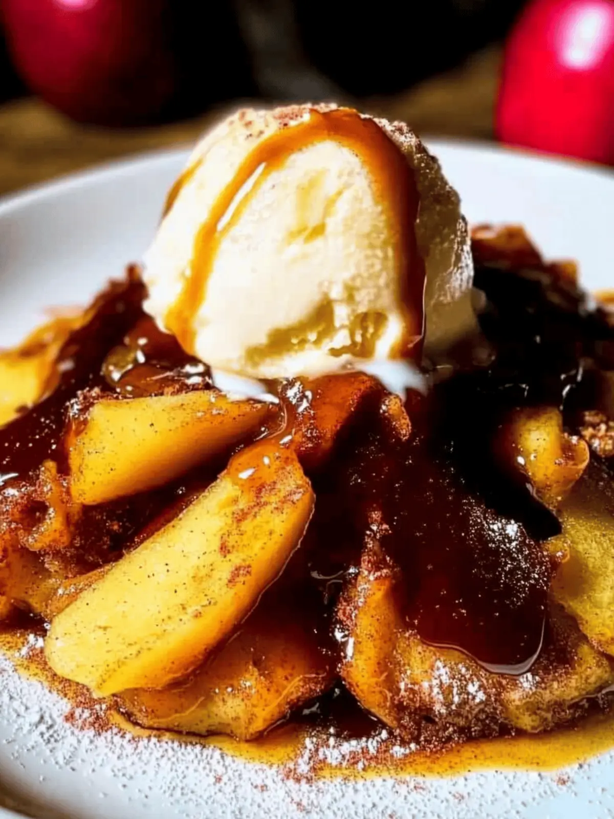 Cinnamon Fried Apples with Vanilla Ice Cream & Salted Caramel