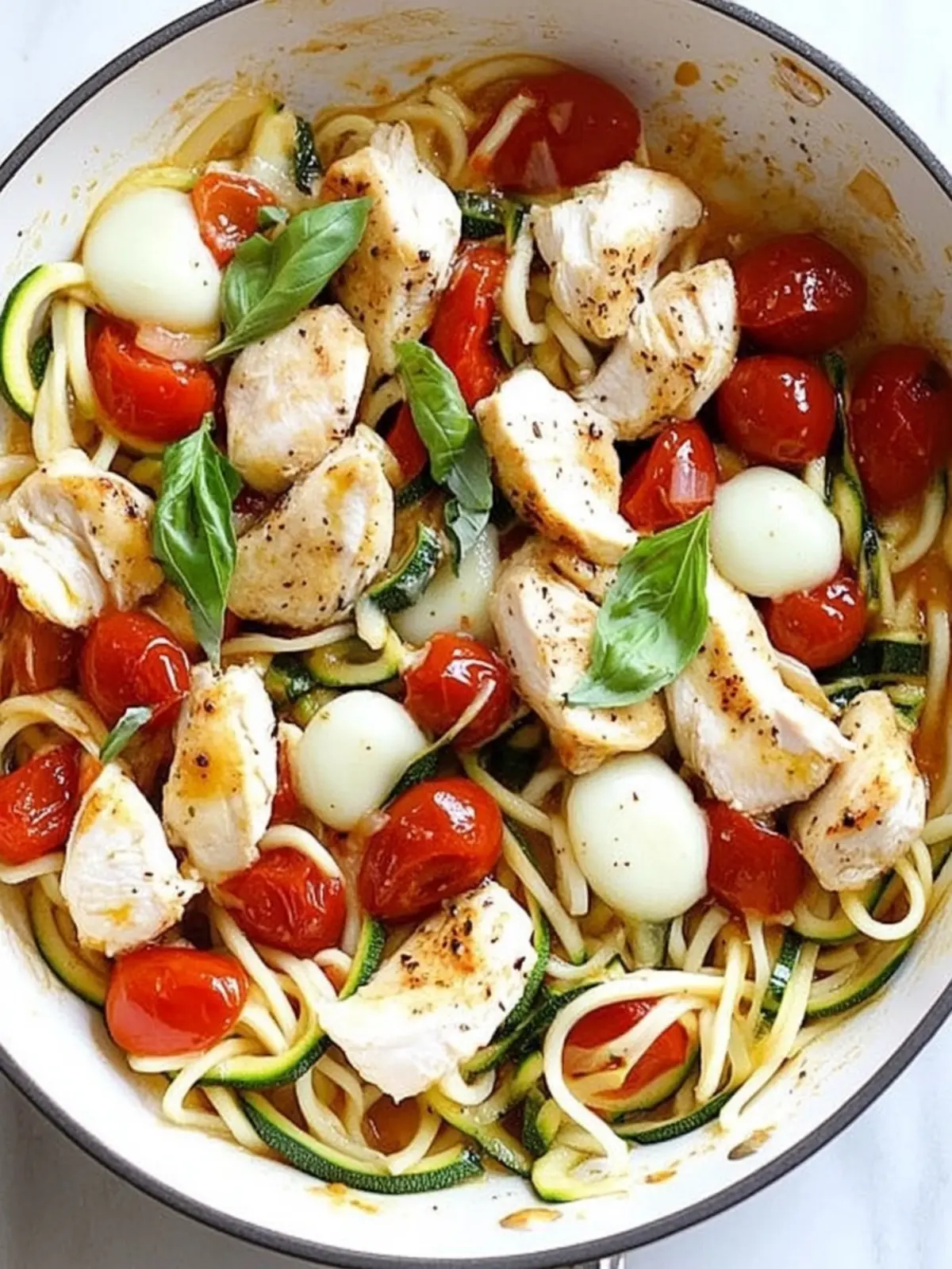 Savory Chicken and Zucchini Noodle Caprese for Dinner! 3 Chicken and Zucchini Noodle Caprese