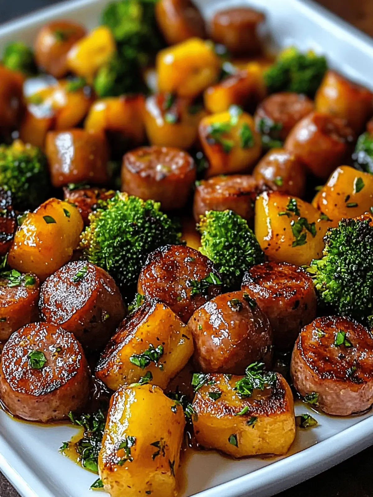 Savory Honey Garlic Sheet Pan Sausage with Sweet Potatoes 3 Honey Garlic Sheet Pan Sausage