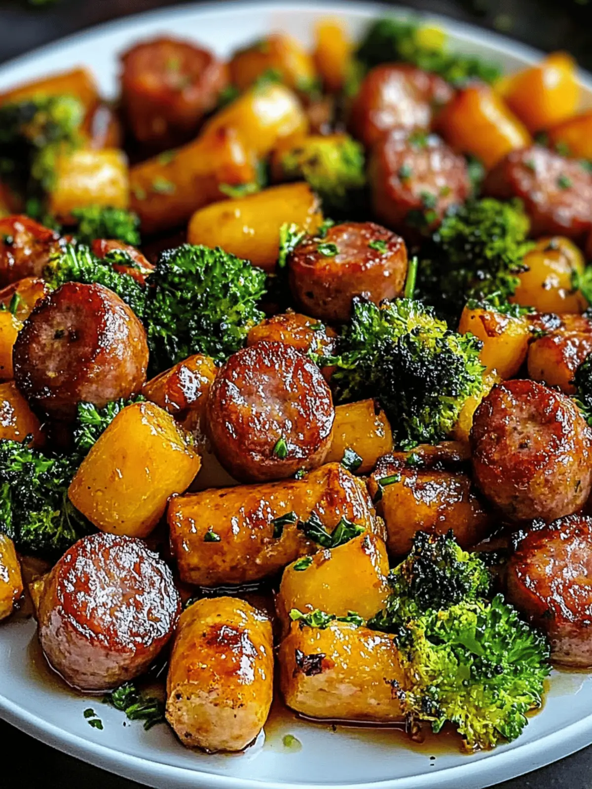 Savory Honey Garlic Sheet Pan Sausage with Sweet Potatoes 5 Honey Garlic Sheet Pan Sausage