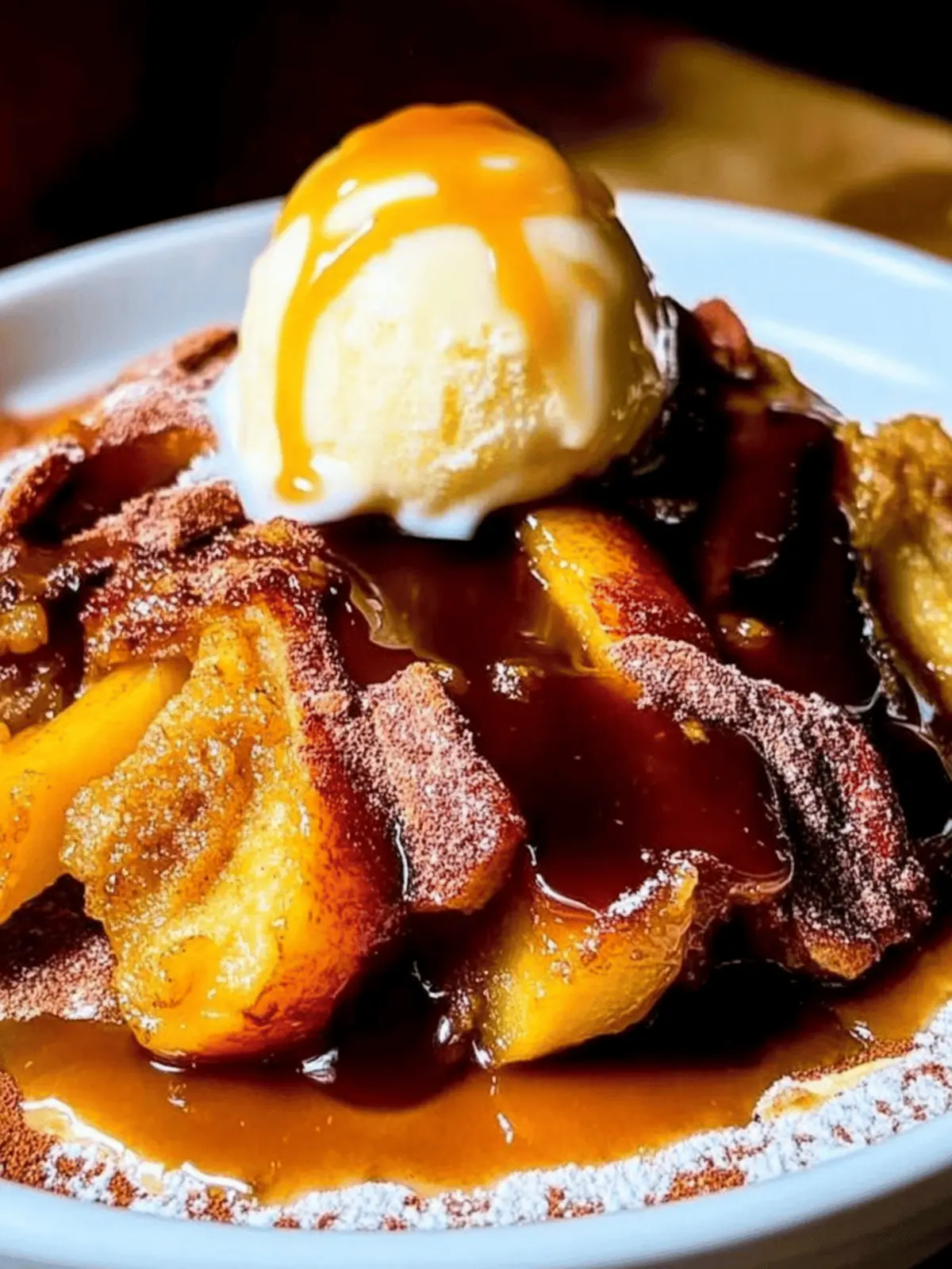 Cinnamon Fried Apples with Vanilla Ice Cream & Salted Caramel