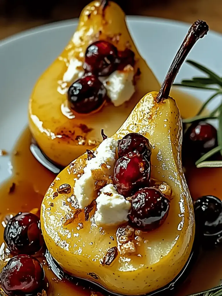 Baked Pears with Goat Cheese, Honey, and Cranberries