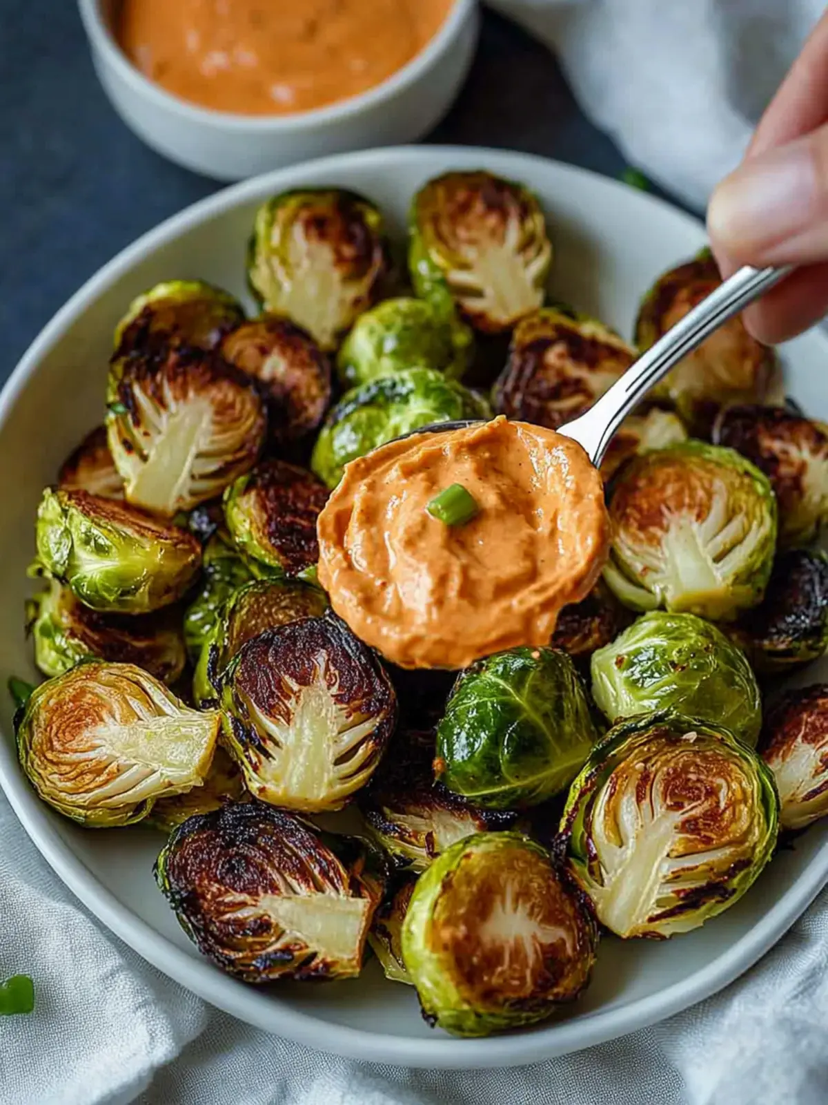 Crispy Sesame Brussels Sprouts & Sriracha Aioli