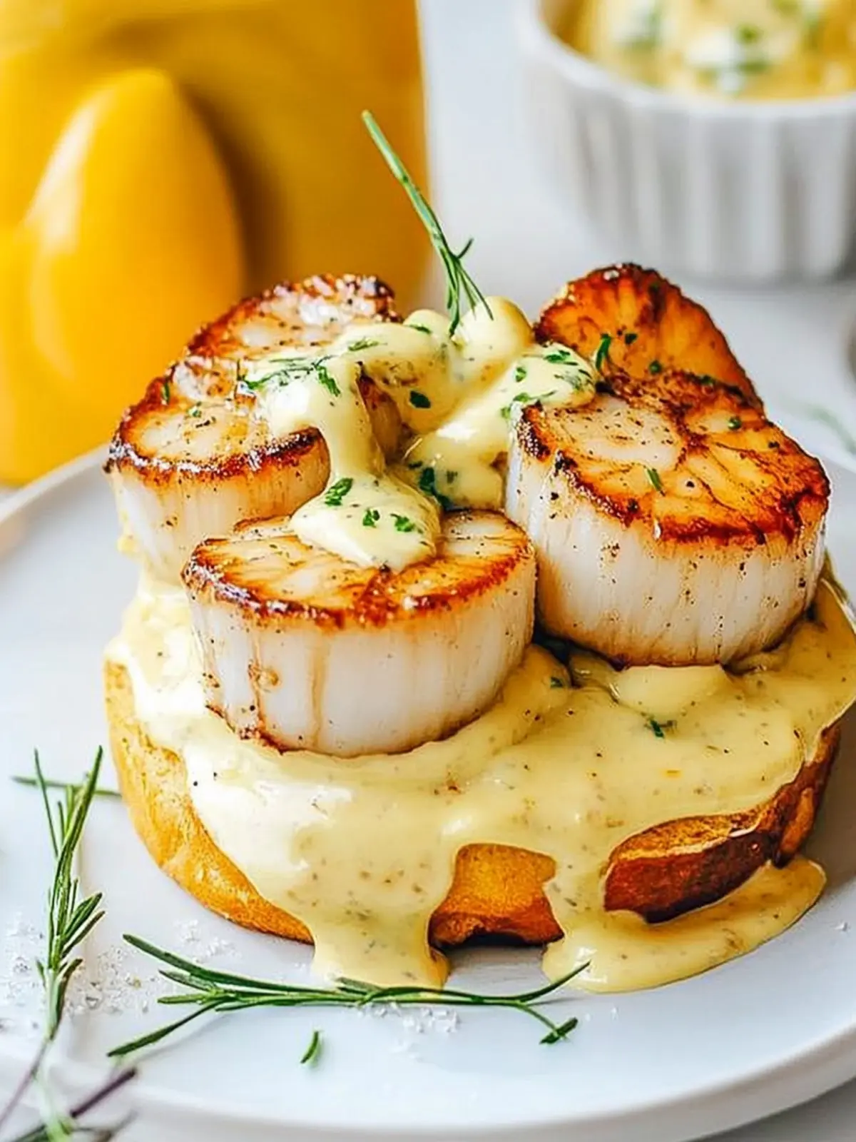 Irresistible Scallops Benedict with Brown Butter Hollandaise 3 Scallops Benedict with Brown Butter Hollandaise