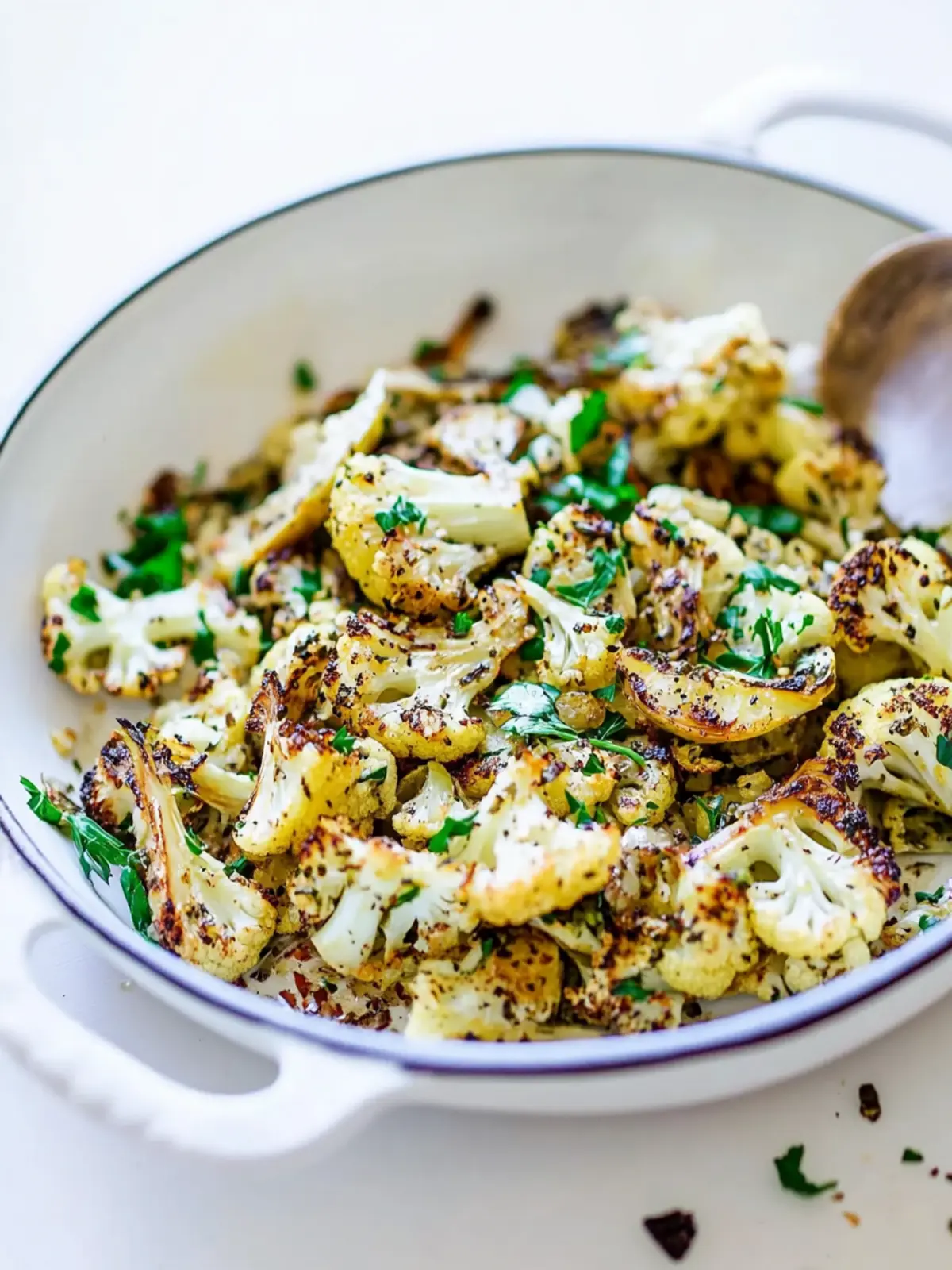 Roasted Cauliflower with Garlic, Lemon and Parsley