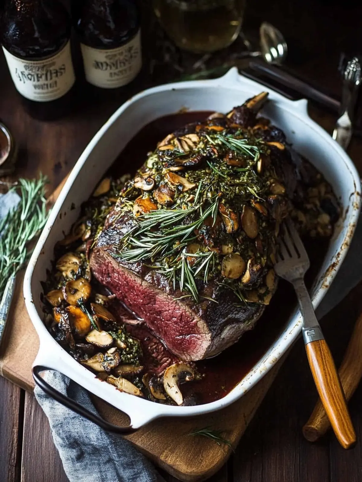Rib Eye Beef Roast with Wild Mushrooms