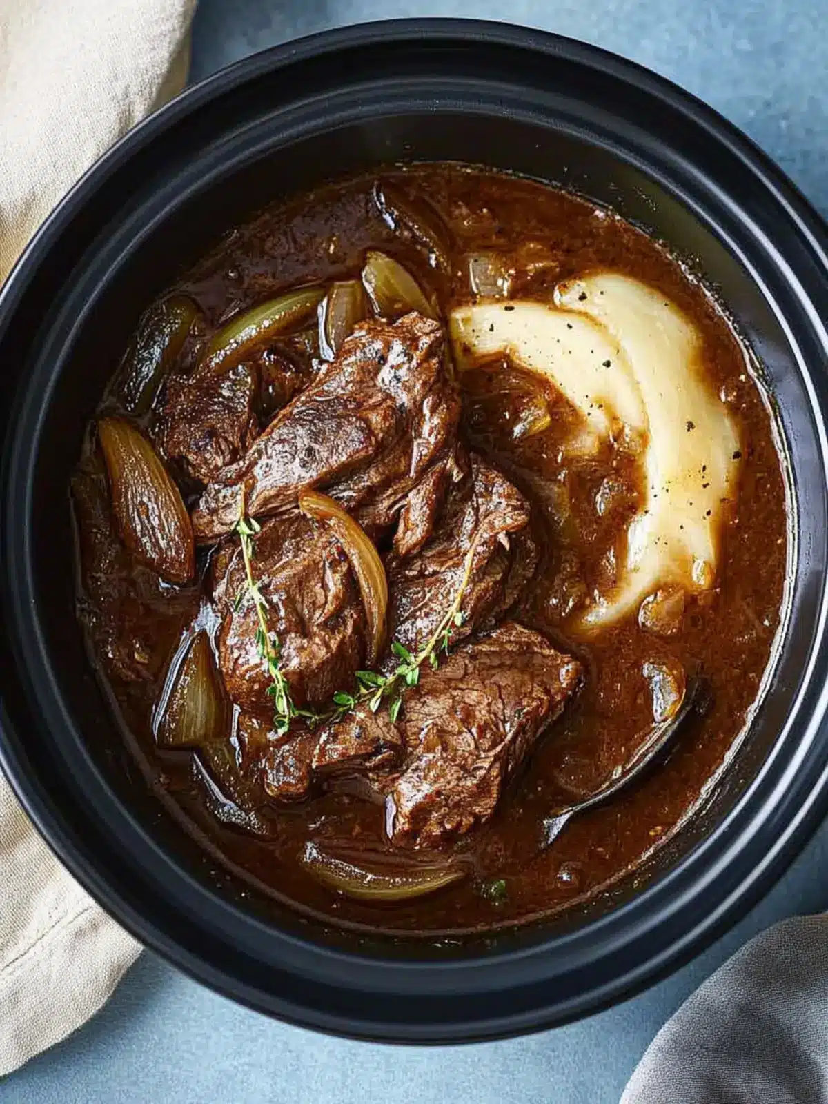 Savory Slow Cooker Braised Steak and Onions for Cozy Nights 2 Slow cooker braised steak and onions