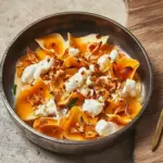 Red Kuri squash and goat's cheese manti